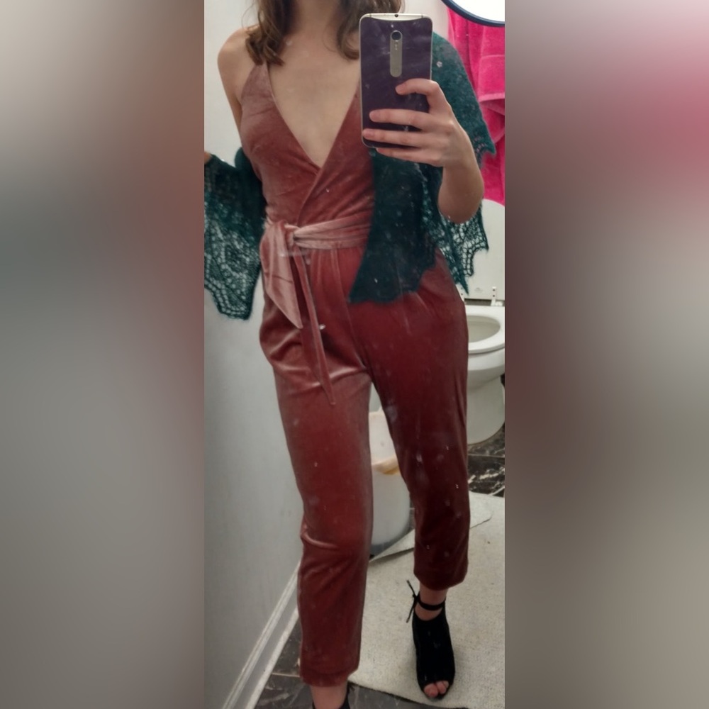 Plunging Velvet Jumpsuit